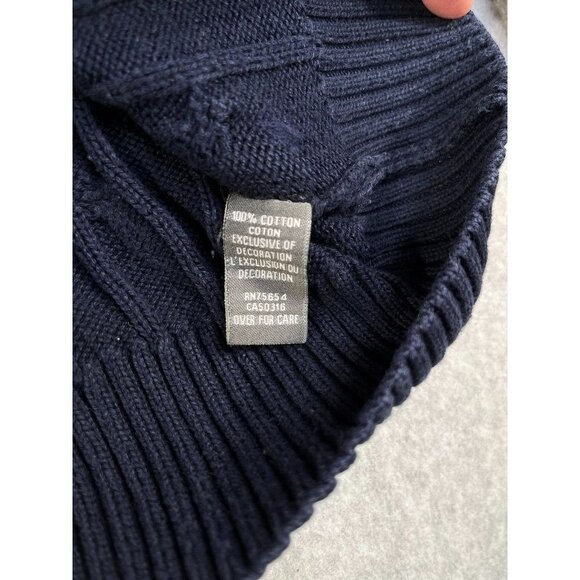 Abercrombie & Fitch V Neck Cable Knit Sweater Navy Blue Size Medium - Picture 8 of 11